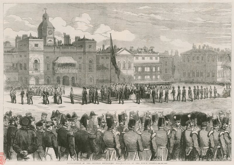 Distribution des médailles de Crimée par Sa Majesté aux Horse Guards - English School