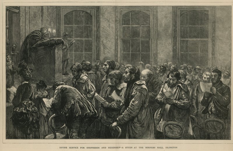 Service divin pour les bergers et les bouviers - une étude au Berners Hall, Islington, Londres - English School