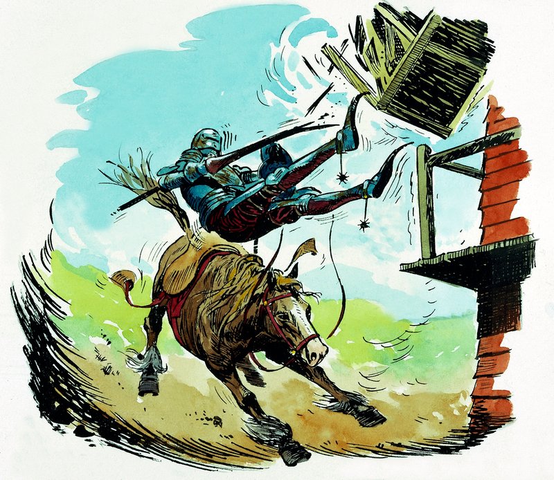 Don Quichotte chargeant un moulin à vent - English School