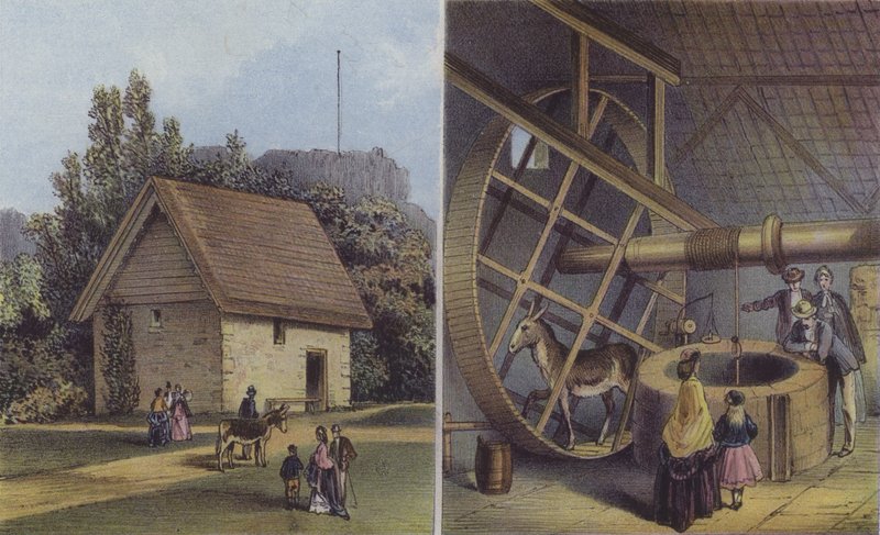 Maison des ânes et puits, château de Carisbrooke - English School