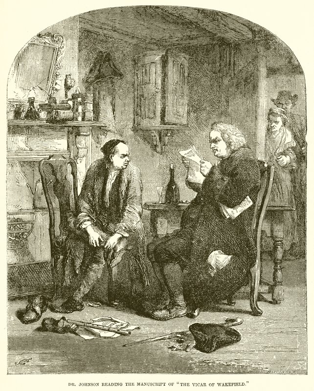 Dr. Johnson lisant le manuscrit de The Vicar of Wakefield - English School