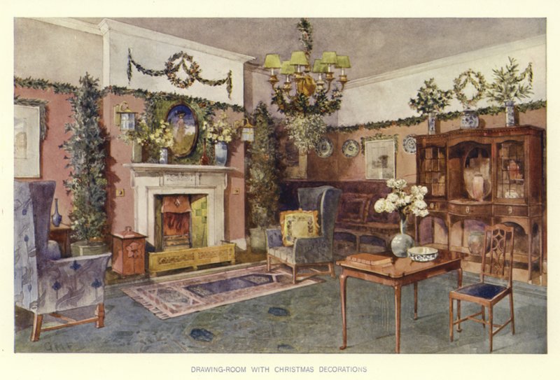 Salon avec décorations de Noël - English School