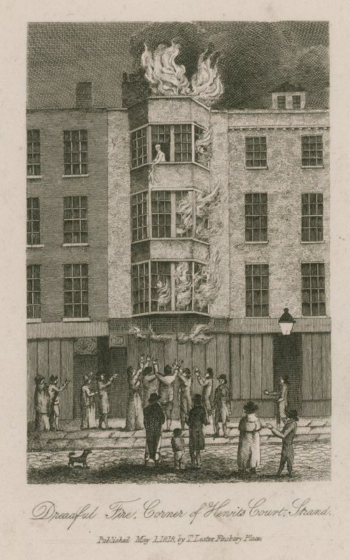 Terrible incendie, coin de Henrits Court, Strand - English School