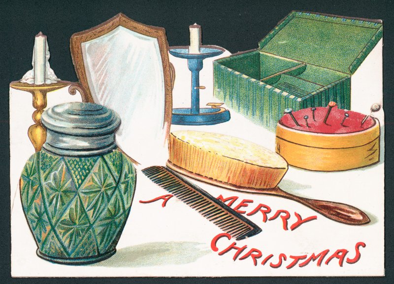 Contenu de la coiffeuse, Carte de Noël - English School