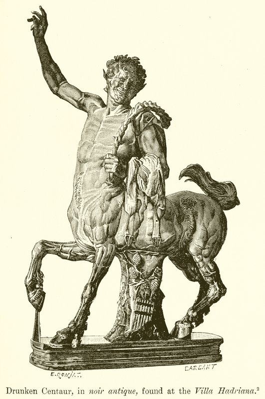 Centaur ivre, en Noir Antique, trouvé à la Villa Hadriana - English School