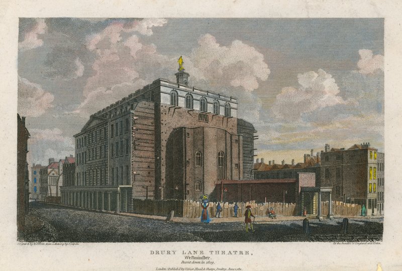 Drury Lane Theatre, Westminster, Londres ; incendié en 1809 - English School