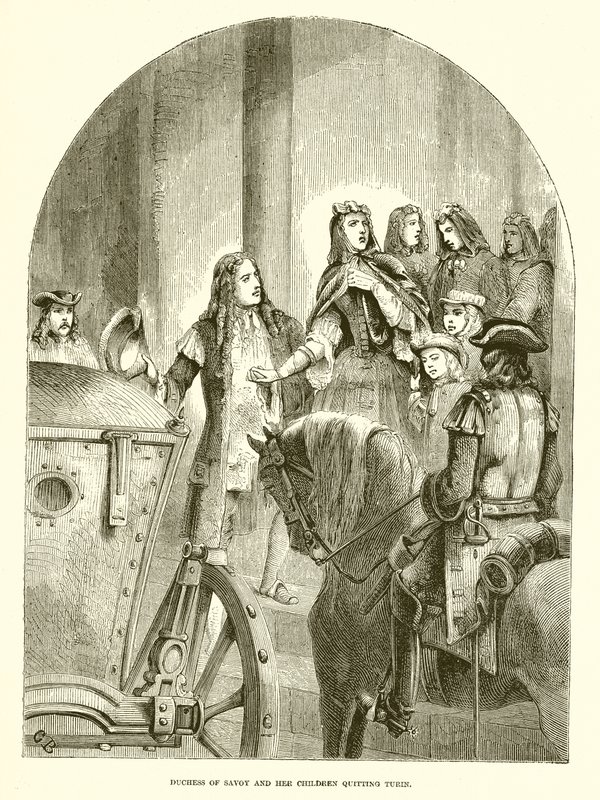 La duchesse de Savoie et ses enfants quittant Turin - English School