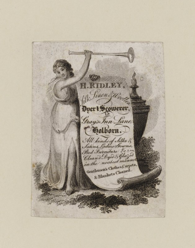 Teinturier et nettoyeur, H Ridley, carte de visite - English School