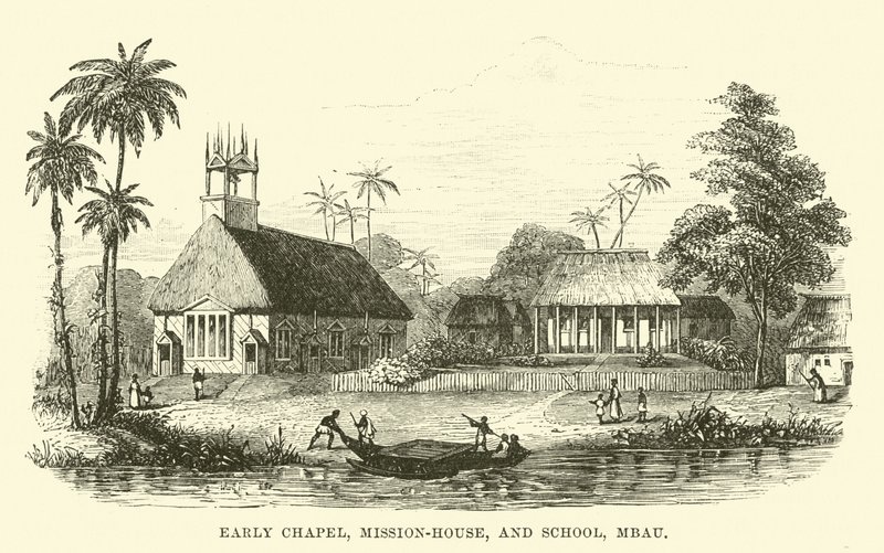 Première chapelle, maison de mission et école, Mbau - English School