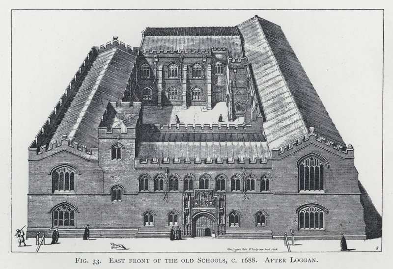 Façade est des anciennes écoles, vers 1688, d