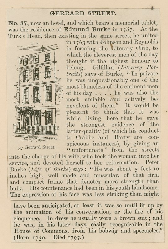 Edmund Burke et 37 Gerrard Street - English School