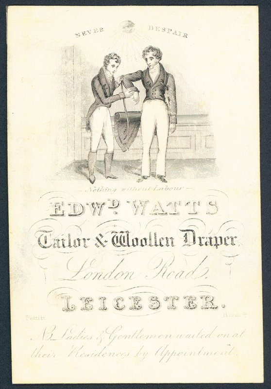 Edward Watts, tailleur et drapier en laine, carte de visite - English School