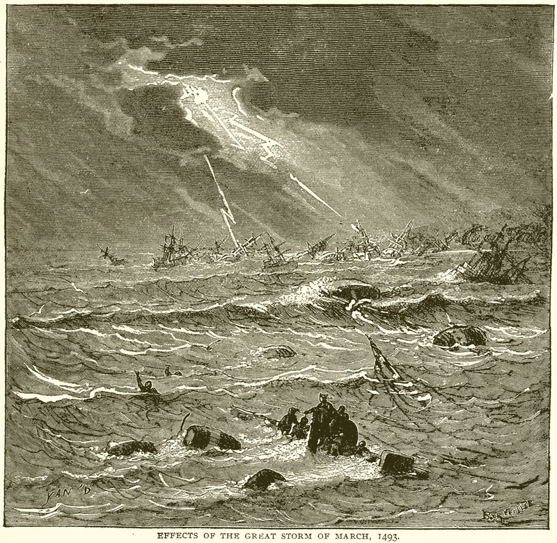 Effets de la grande tempête de mars 1493 - English School