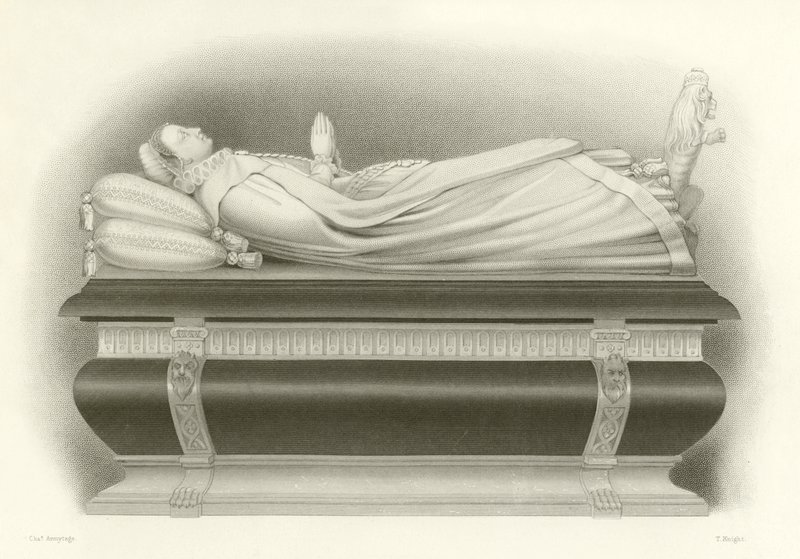 Effigie de Marie, reine des Écossais sur sa tombe à l