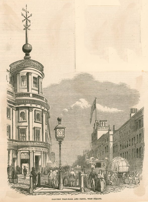 Boule de temps électrique et horloge, ouest Strand, Londres - English School
