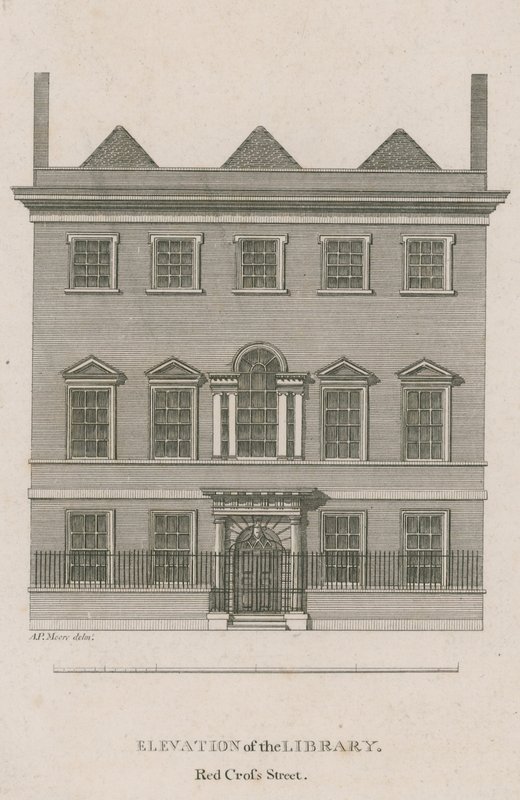 Élévation de la bibliothèque, Red Cross Street, Londres - English School