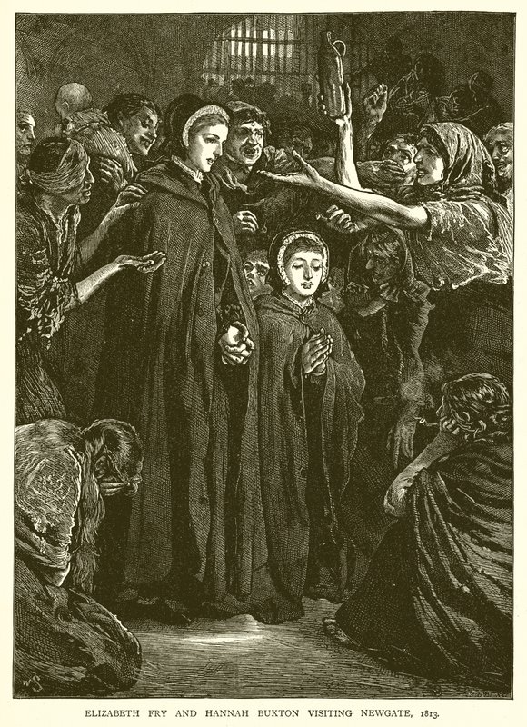 Elizabeth Fry et Hannah Buxton visitant Newgate, 1813 - English School