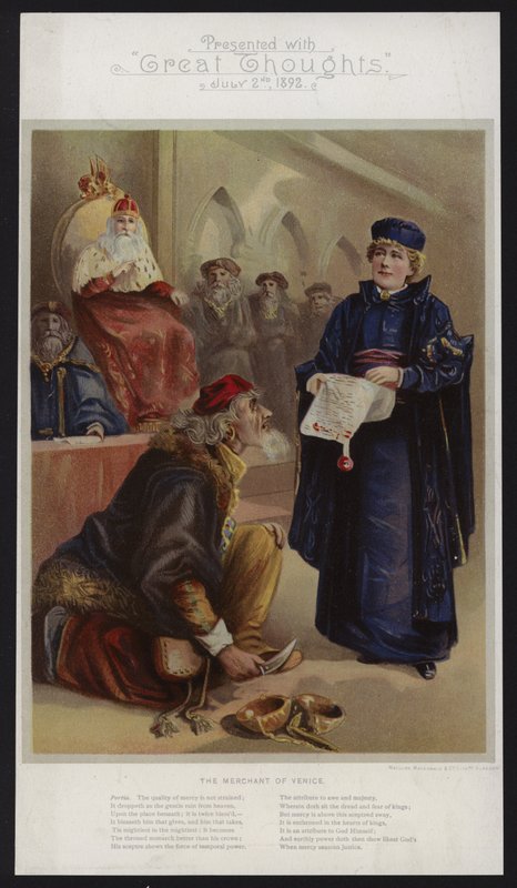Ellen Terry en Portia dans Le Marchand de Venise - English School