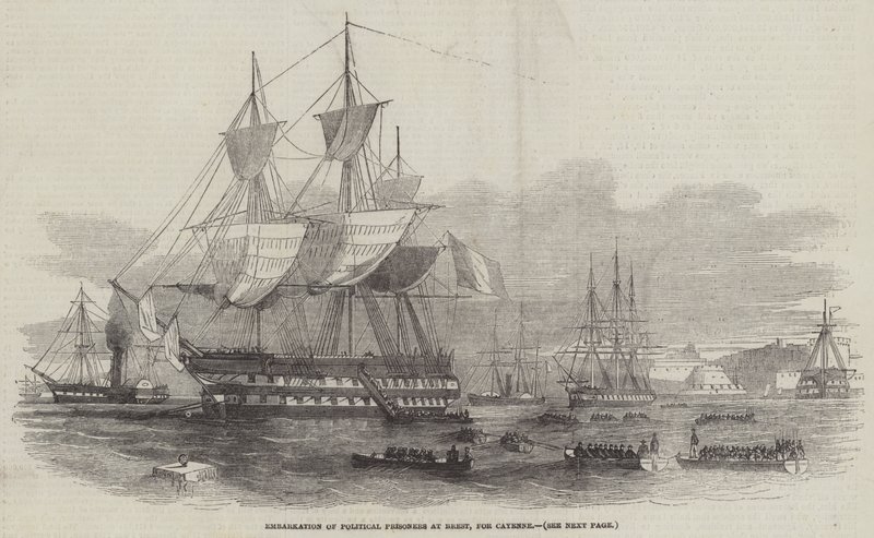 Embarquement des prisonniers politiques à Brest, pour Cayenne (gravure) - English School