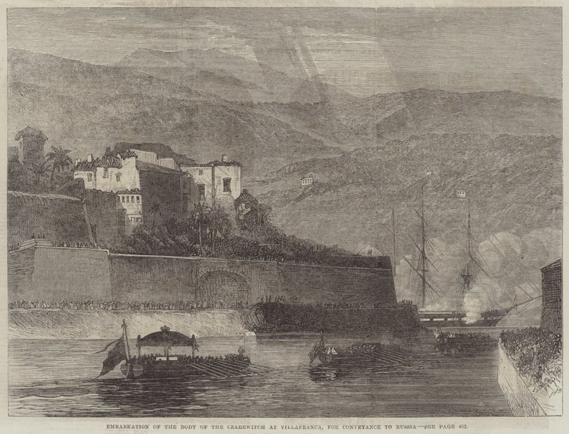 Embarquement du corps du Czarewitch à Villafranca, pour le transport en Russie - English School
