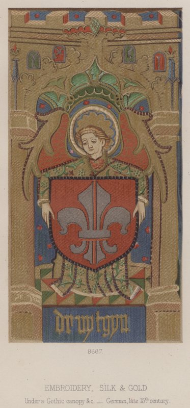 Broderie, soie et or, sous un dais gothique, etc., allemand, fin du 15ème siècle - English School