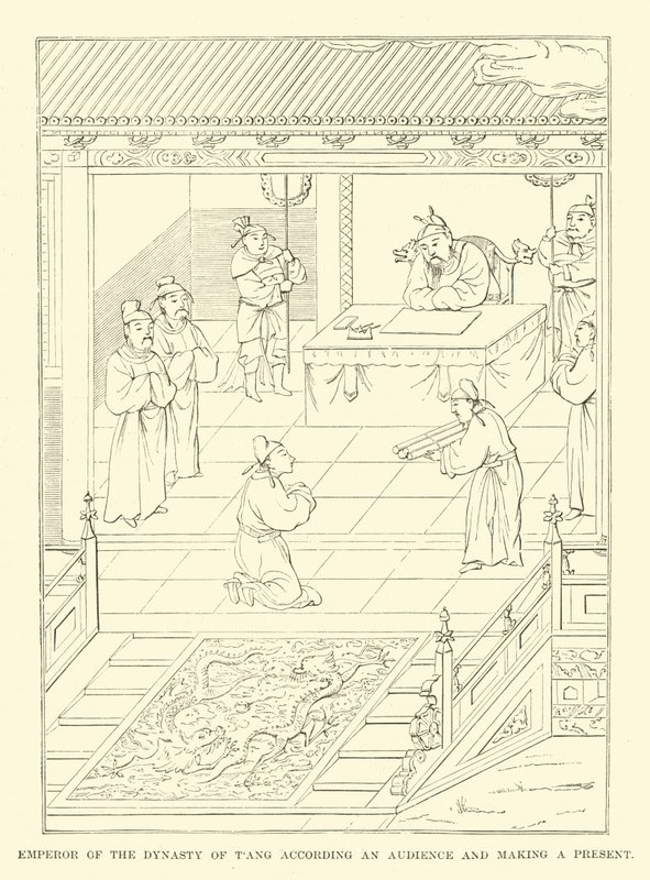Empereur de la dynastie Tang accordant une audience et faisant un présent - English School