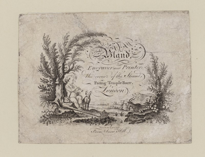Graveur et imprimeur, Bland, carte de visite - English School
