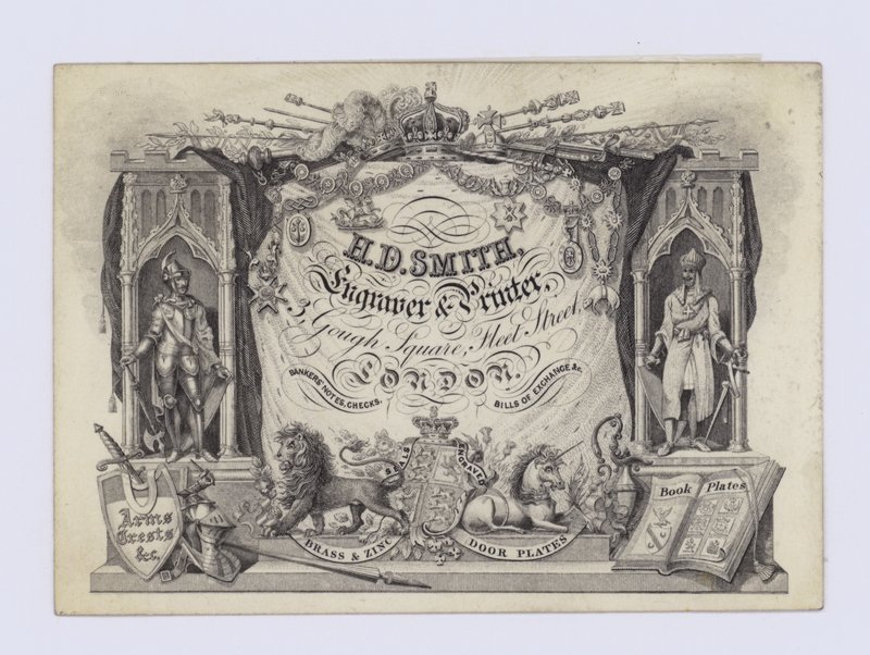 Graveur et imprimeur, H D Smith, carte de visite - English School