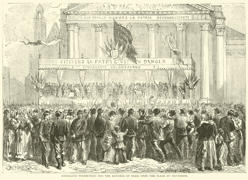 Enrôlement de volontaires pour la défense de Paris sur la Place du Panthéon - English School