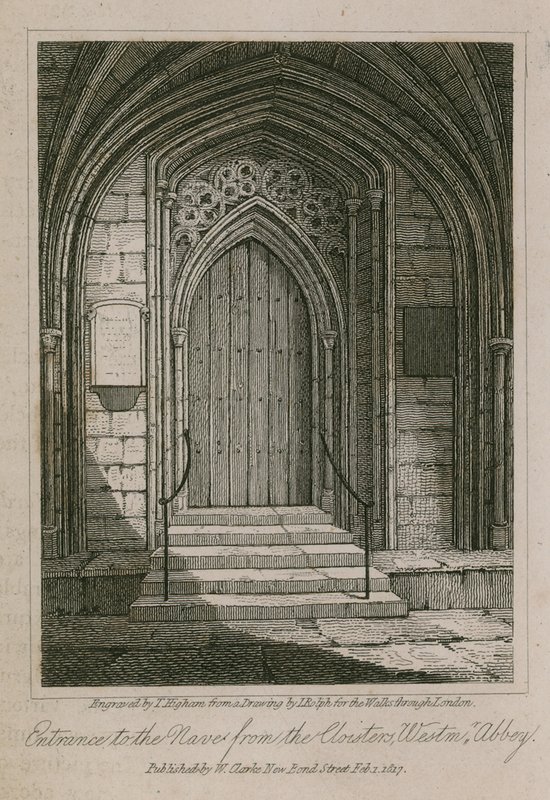 Entrée de la nef depuis les cloîtres, Abbaye de Westminster, Londres - English School