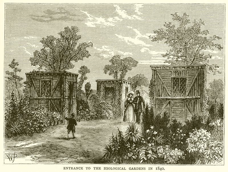 Entrée des jardins zoologiques en 1840 - English School