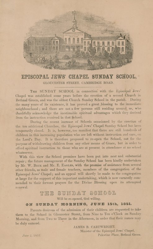 École du dimanche de la chapelle épiscopale juive - English School
