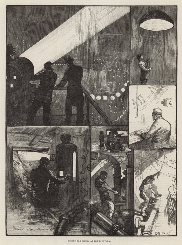 Fête du soir au profit des hôpitaux de Londres - Derrière les coulisses aux fontaines - English School