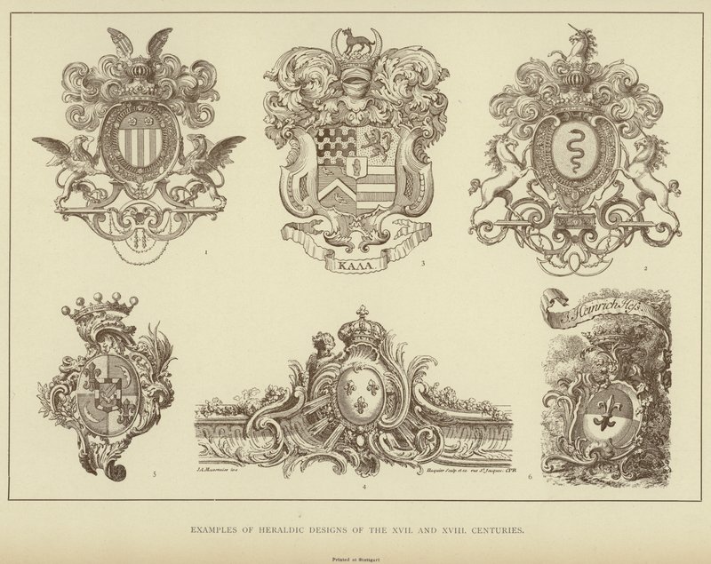 Exemples de dessins héraldiques des XVIIe et XVIIIe siècles - English School