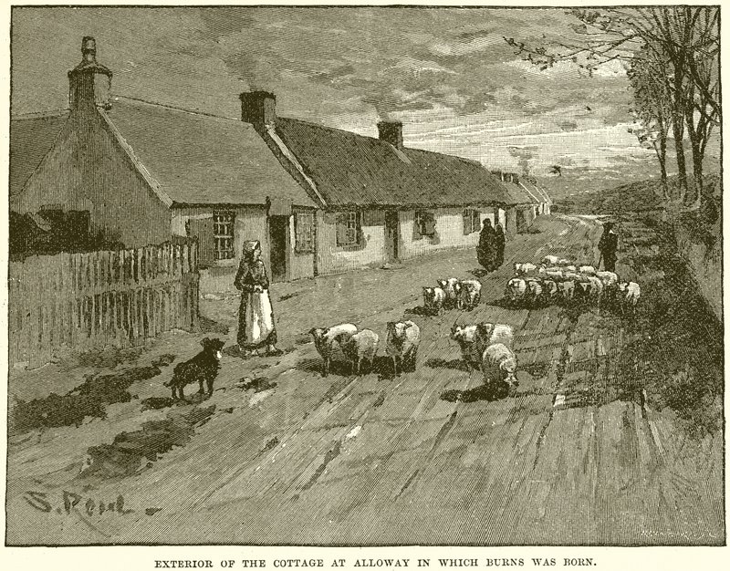 Extérieur du cottage à Alloway où Burns est né - English School