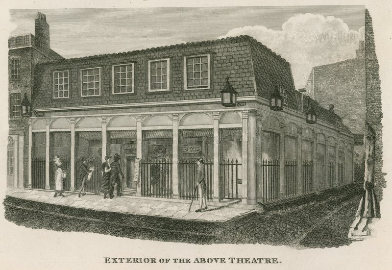 Extérieur du Théâtre Royal Olympic, Wych Street, près de Drury Lane, Londres - English School