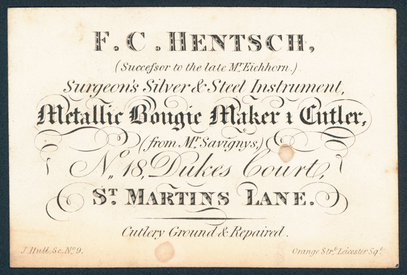 F C Hentsch, instruments chirurgicaux en argent et en acier - English School