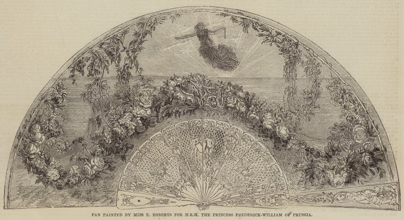 Éventail peint par Miss E Roberts pour SAR la princesse Frédéric-Guillaume de Prusse - English School