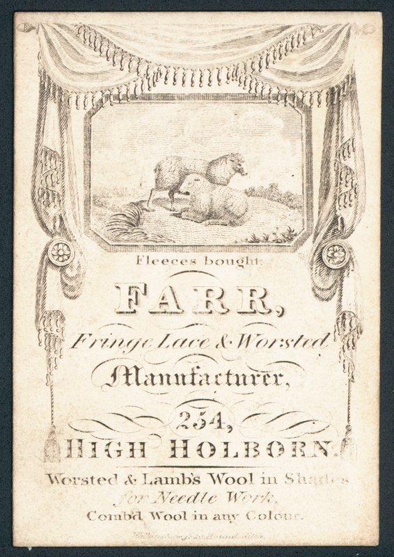 Farr, fabricant de franges, dentelles et laine, carte de visite - English School