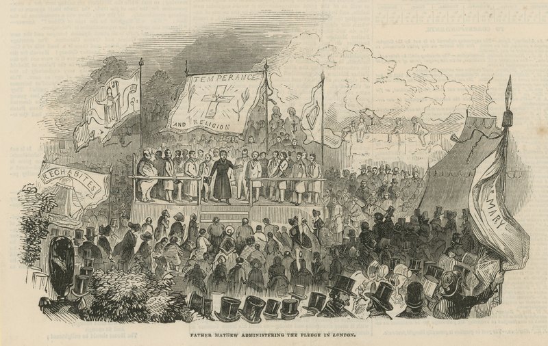 Le père Theobald Mathew administrant le serment à Londres - English School