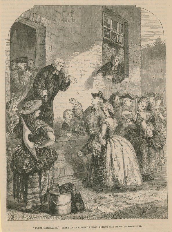 Mariages de Fleet; scène dans la prison de Fleet sous le règne du roi George II - English School