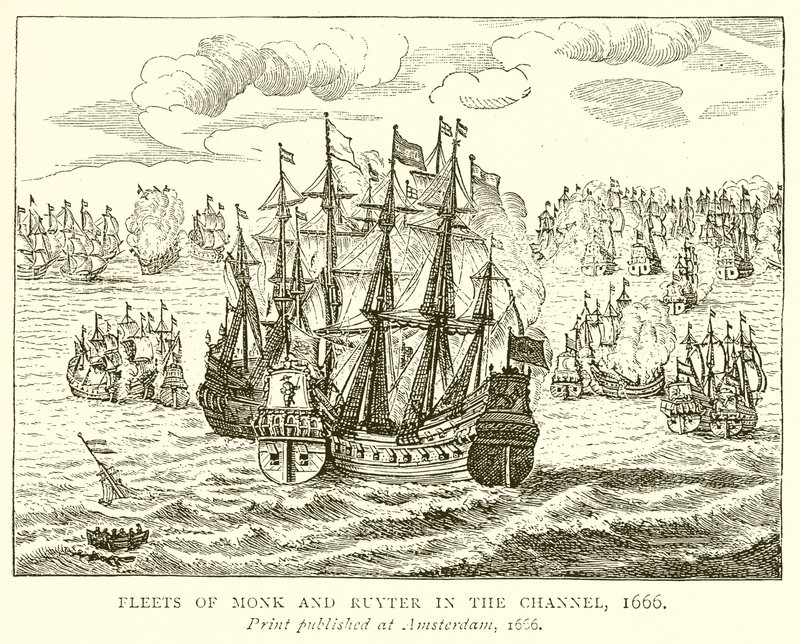 Flottes de Monk et Ruyter dans la Manche, 1666 - English School