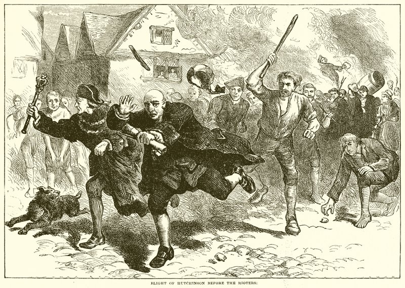 Fuite de Hutchinson devant les émeutiers - English School