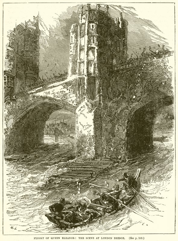 Fuite de la reine Éléonore : la scène au pont de Londres - English School