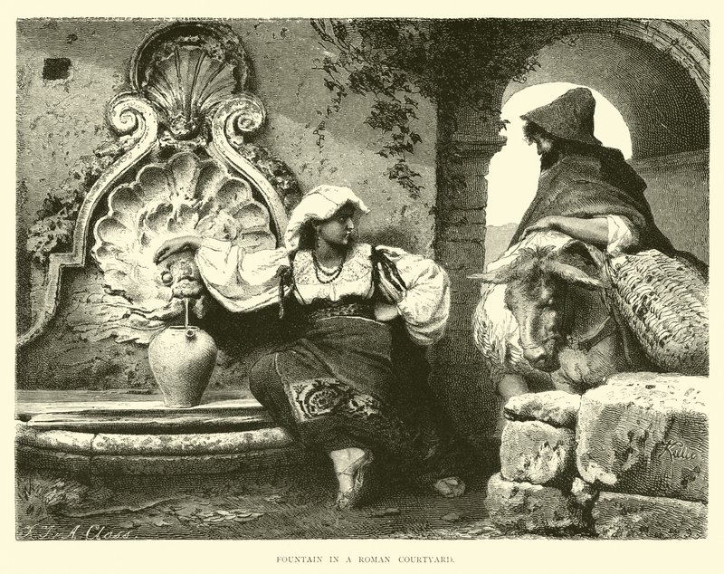 Fontaine dans une cour romaine - English School