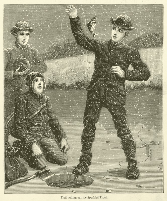 Fred tirant la truite mouchetée (gravure) - English School
