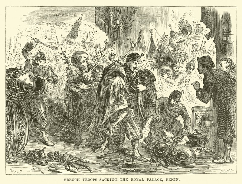 Troupes françaises pillant le Palais Royal, Pékin - English School