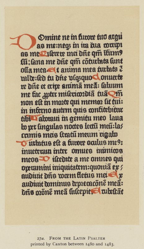 Du Psautier latin imprimé par Caxton entre 1480 et 1483 (lithographie) - English School