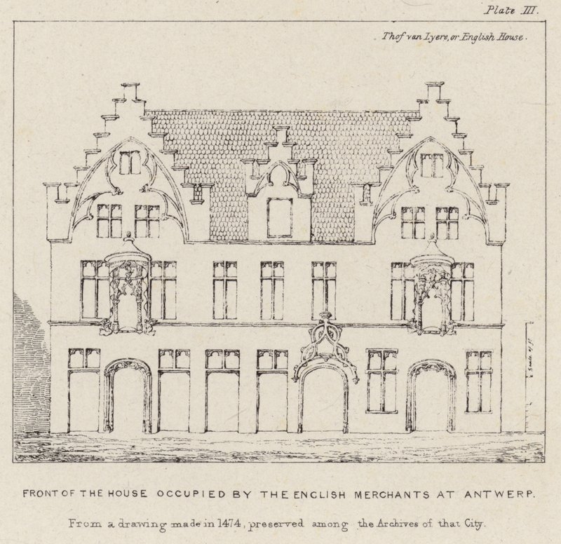 Façade de la maison occupée par les marchands anglais à Anvers - English School