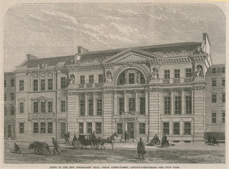 Façade du nouveau Freemasons Hall, Great Queen Street, Lincolns Inn Field, Londres - English School